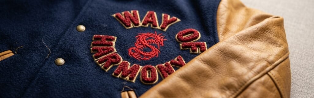 Chenille Badge Patch on Varsity Letterman Jacket