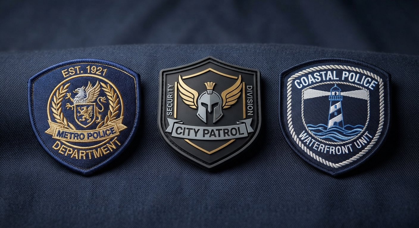 Embroidered PVC and woven police patches