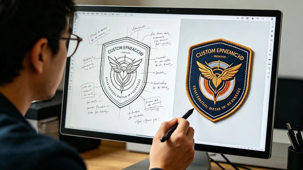 Custom embroidered patch design proof before production